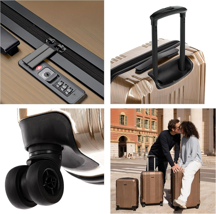 FERGÉ Polycarbonat 5-teilig Koffer Set 77cm, 67cm, Handgepäck Koffer mit Reisetasche Kombi, sehr rob
