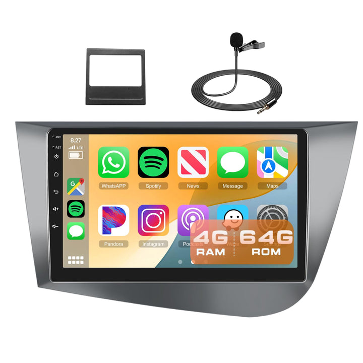 Podofo Carplay Autoradio für Seat Leon 2 MK2 2005-2012(Linkslenker),Android 2G+64G HiFi, Android Aut