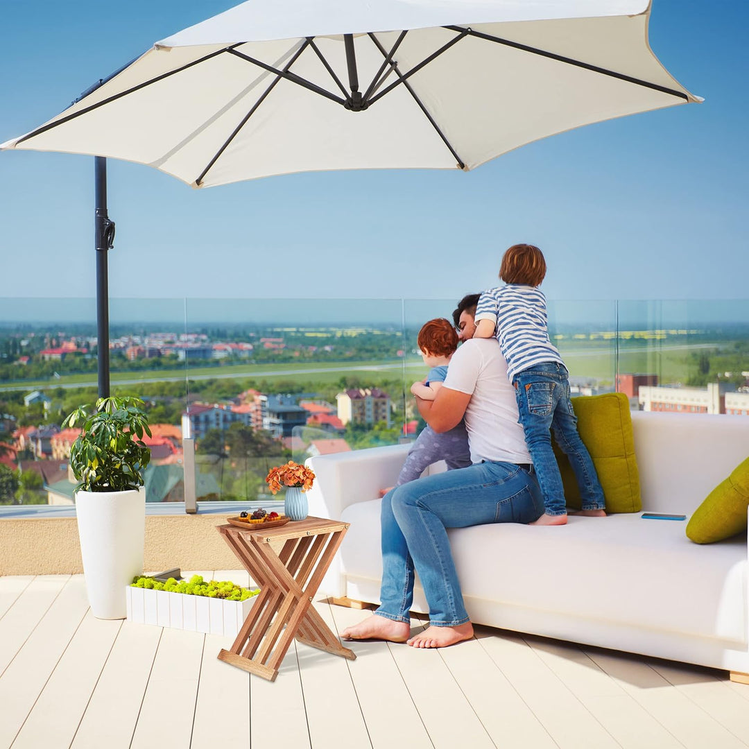Relaxdays Klapptisch, Walnuss Holz, Wohnzimmer, Balkon & Terrasse, HBT: 44,5 x 34 x 28 cm, Beistellt