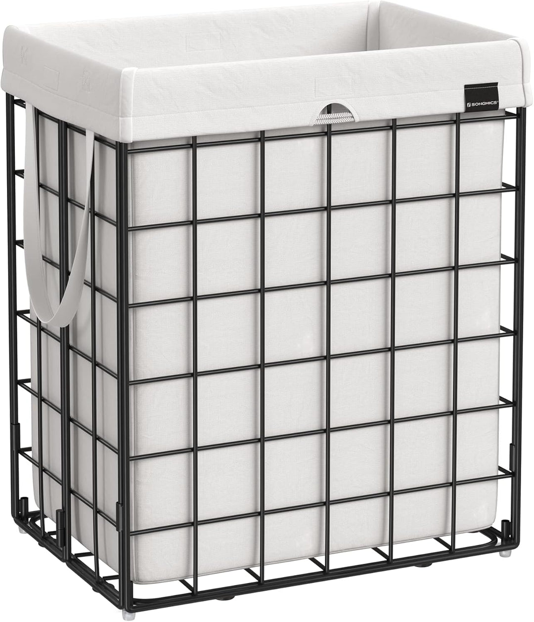 SONGMICS Wäschekorb 90L, faltbarer Wäschesammler, abnehmbarer und waschbarer Wäschesack, Metalldraht