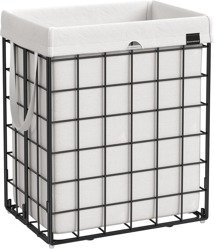 SONGMICS Wäschekorb 90L, faltbarer Wäschesammler, abnehmbarer und waschbarer Wäschesack, Metalldraht