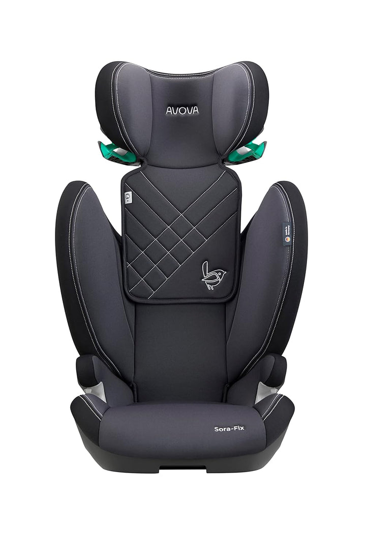 AVOVA Sora-Fix (Grey & Black), der Folgesitz geeignet von 100 bis 150 cm, 4 bis 12 Jahre, mit Isofix