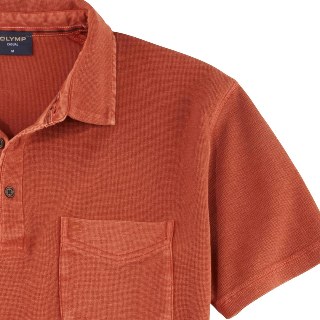 OLYMP Herren Polo-Shirt Kurzarm Casual Wirk,Uni,Regular fit S Braun 28, S Braun 28