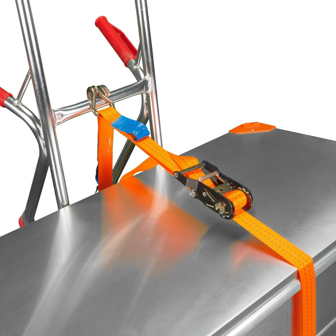 Alubox Spanngurt mit Ratsche und J-Haken 38mm breit orange Belastbarkeit 1000kg Ratschengurt TÜV G/S