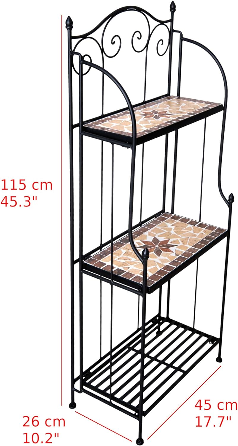 dszapaci Blumentreppe Mosaik 115cm hoch 45cm breit Pflanztreppe Wandregal Garten Metall Mosaik Blume