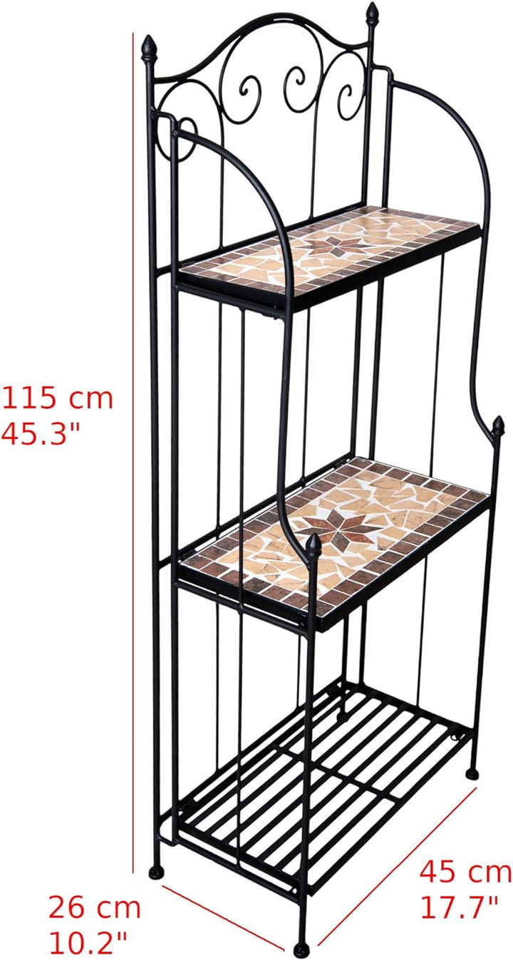 dszapaci Blumentreppe Mosaik 115cm hoch 45cm breit Pflanztreppe Wandregal Garten Metall Mosaik Blume