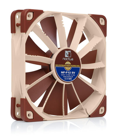 Noctua NF-F12 5V, Leiser Premium-Lüfter mit USB Stromadapterkabel, 3-Pin, 5V Version (120mm, Braun)