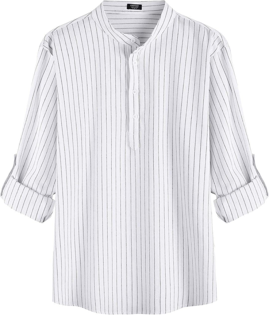 COOFANDY Herren Hemd Langarm Henley Shirt Leinenhemd Baumwolle Casual Regular Fit Sommerhemd Weisse