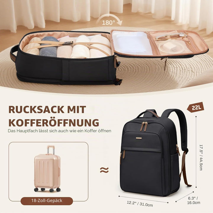 Reiserucksack für Damen und Herren,Handgepäck Laptop Rucksack 17.3 Zoll, Gross Schultasche Travrl Ba