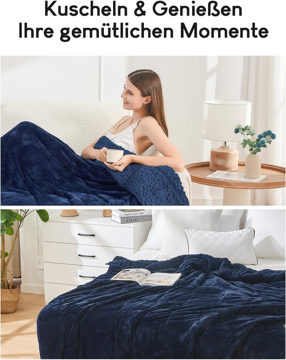 Cottonblue Gewichtsdecke 120x180cm 7kg- Sherpa Fleece Entspannungsdecke Erwachsene Zur Verbesserung
