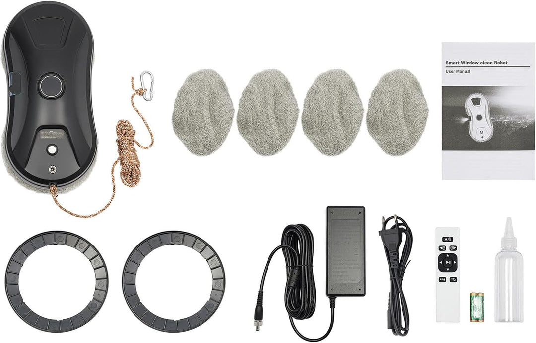 Fensterputzroboter, 80W Elektrischer Fensterreiniger Roboter mit Fernbedienung & 10 Tücher, Wassersp