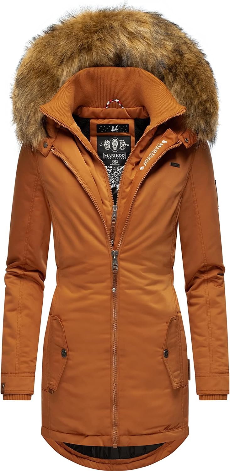MARIKOO Damen Warmer Winterparka mit Kapuze Sanakoo XS-XXL XS Rusty Cinnamon, XS Rusty Cinnamon