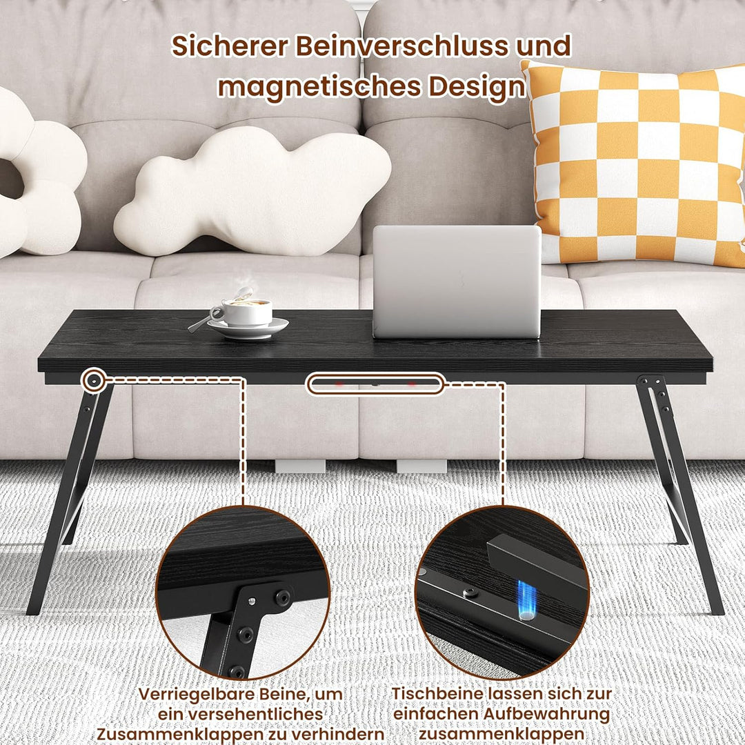 Couchtisch, Klappbarer Wohnzimmertisch, Tisch-Bein-Schnallendesign, Keine Montage erforderlich, Geei