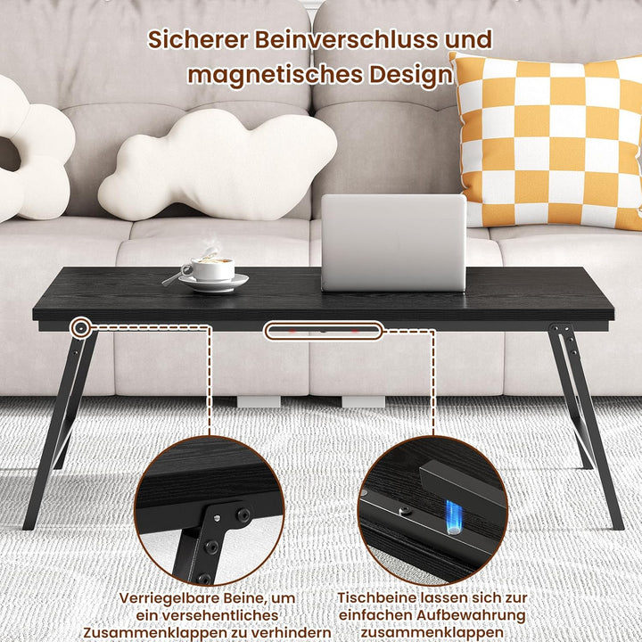 Couchtisch, Klappbarer Wohnzimmertisch, Tisch-Bein-Schnallendesign, Keine Montage erforderlich, Geei