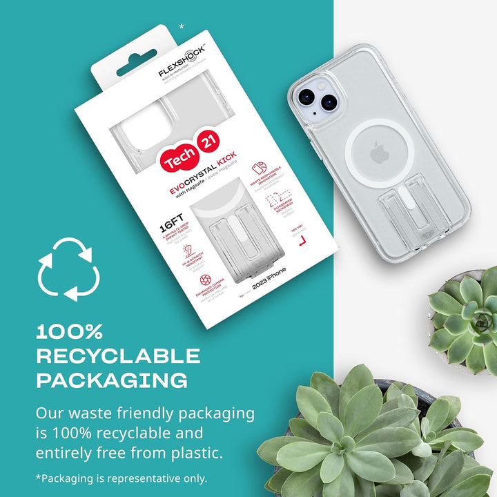 Tech21 Evo Crystal Kick Hülle für iPhone 15 Plus - Kompatibel mit MagSafe - Impact Protection Case -