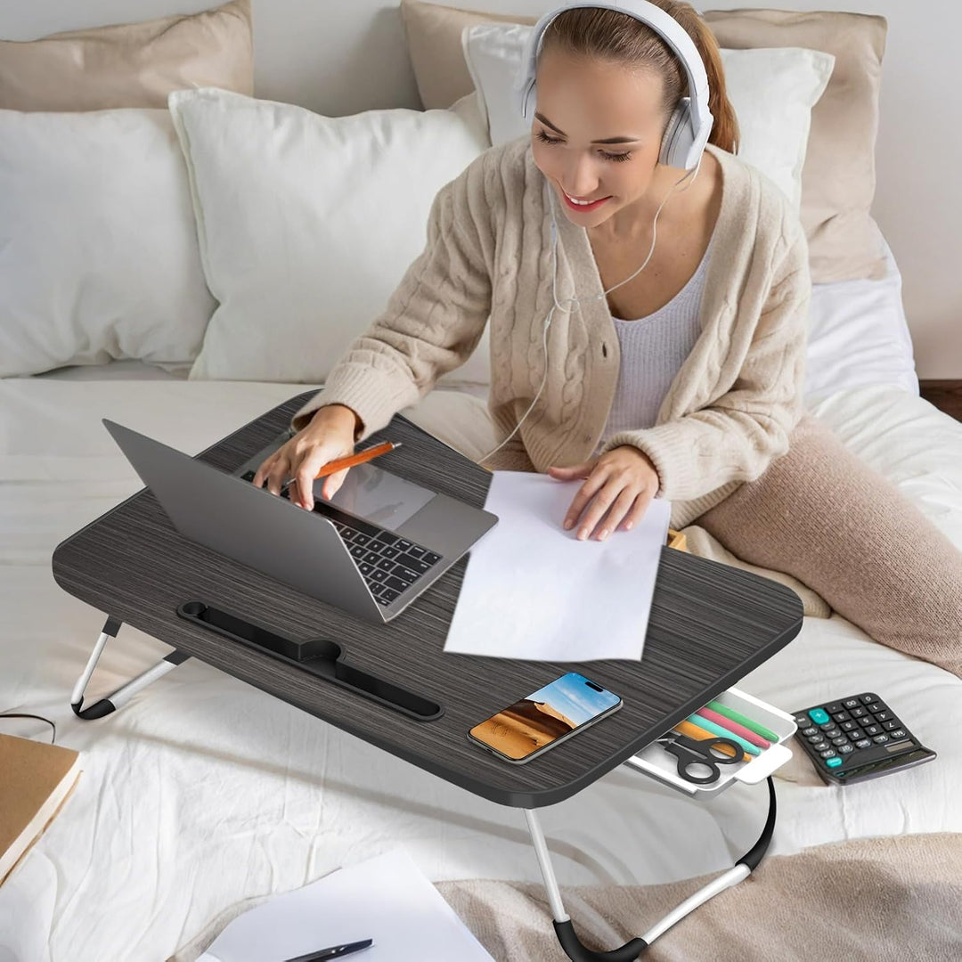 Klappbarer Laptop-Schreibtisch 60x40cm – Leichter, Multifunktionaler Bett Schreibtisch mit Kartensch