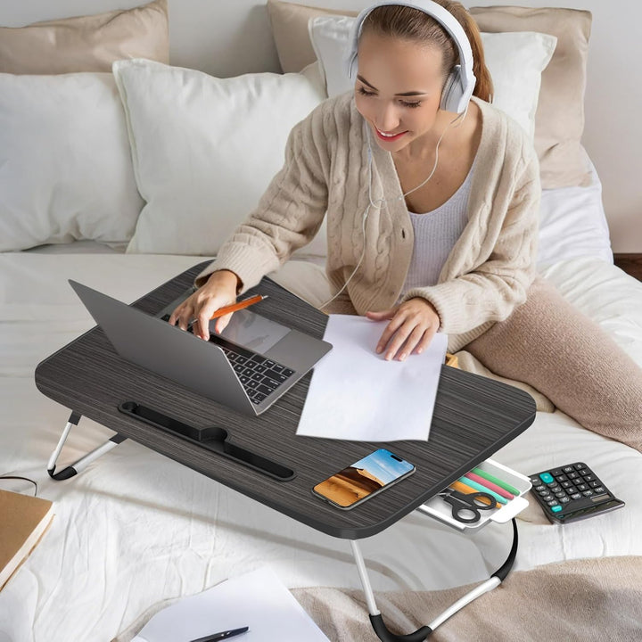 Klappbarer Laptop-Schreibtisch 60x40cm – Leichter, Multifunktionaler Bett Schreibtisch mit Kartensch