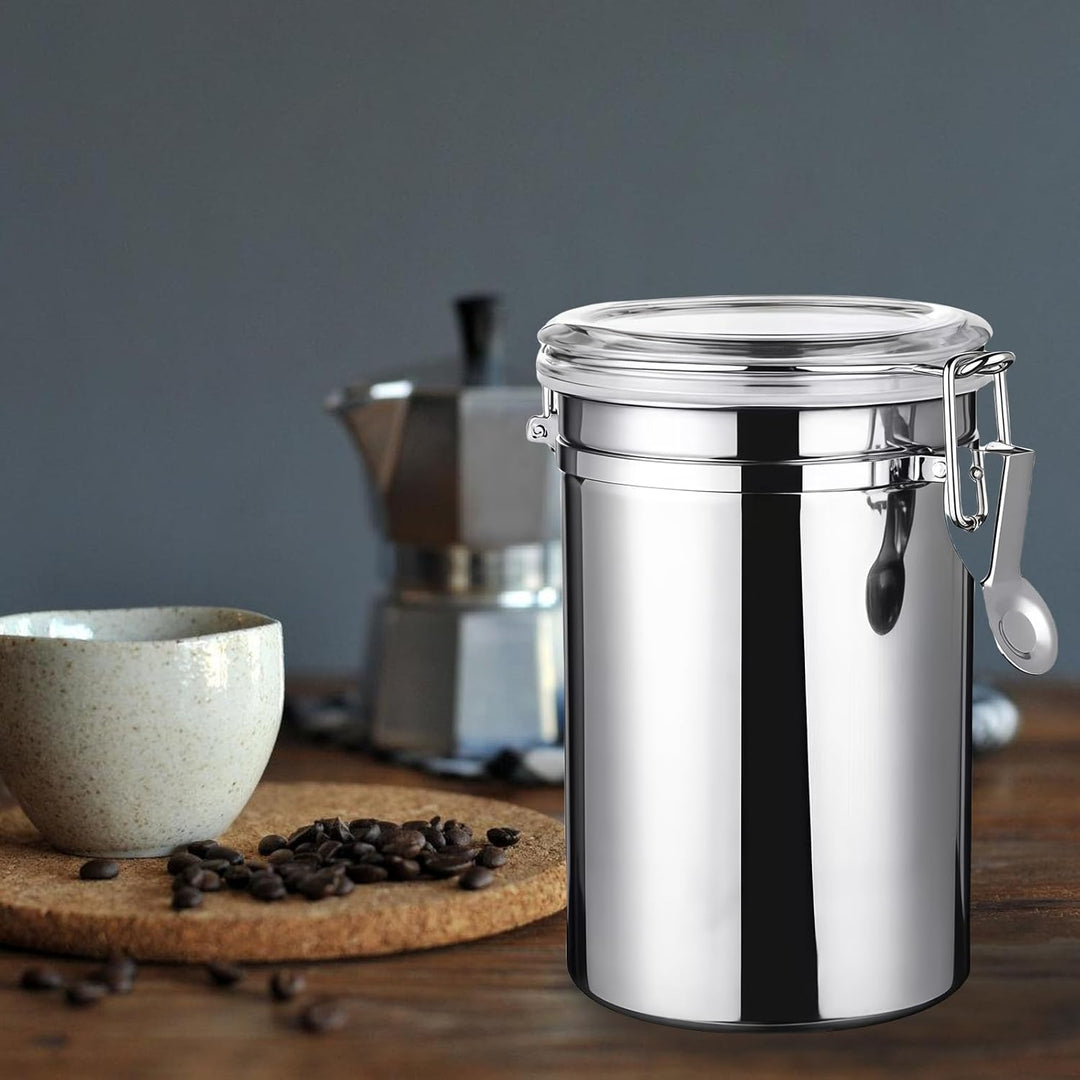 2 Stück Kaffeedose Luftdicht mit Deckel, 1110ML Edelstahl Kaffeebohnen Behälter, Kaffeebohnenbehälte