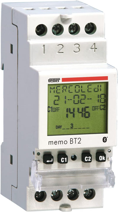 VEMER VE767700 MEMO BT2 - Zeitschaltuhr Digital mit Zeit oder Astro Programmierung, Bluetooth und Ap