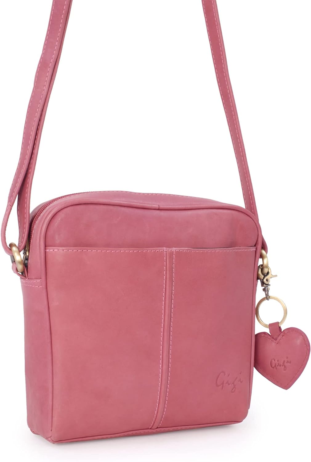 Gigi - Leder - Damenhandtasche/Umhängetasche Klein - OTHELLO 22-29" Magenta, Magenta
