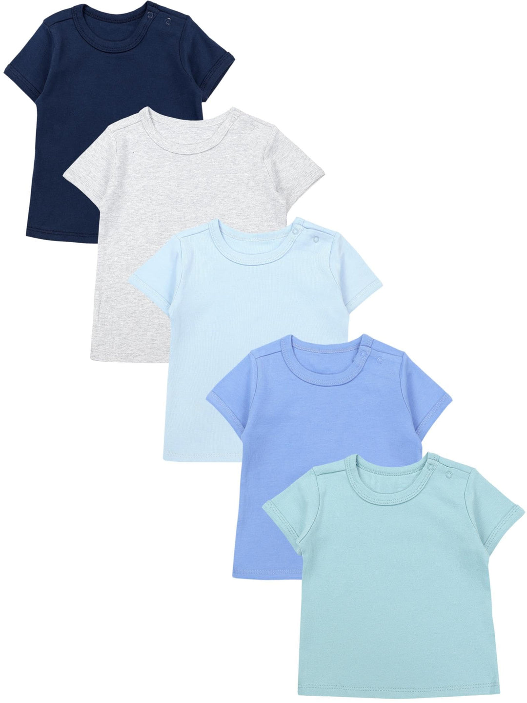 Baby Jungen Kurzarm T-Shirt mit Aufdruck Unifarben Sterne Streifen 5er Set, Baby Junge