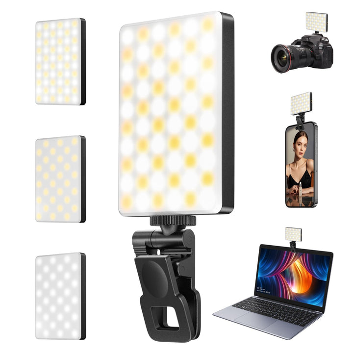 Selfie Licht mit Clip, 60 LED Handy Licht mit 3 Lichtmodi und 3000K-9900K 3 Lichtmodi HandyLicht 300