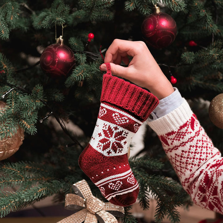 3er Set Nikolausstrumpf Kinder Klein, Gestrickte Weihnachtsstrümpfe zum Befüllen, Weihnachtsstiefel