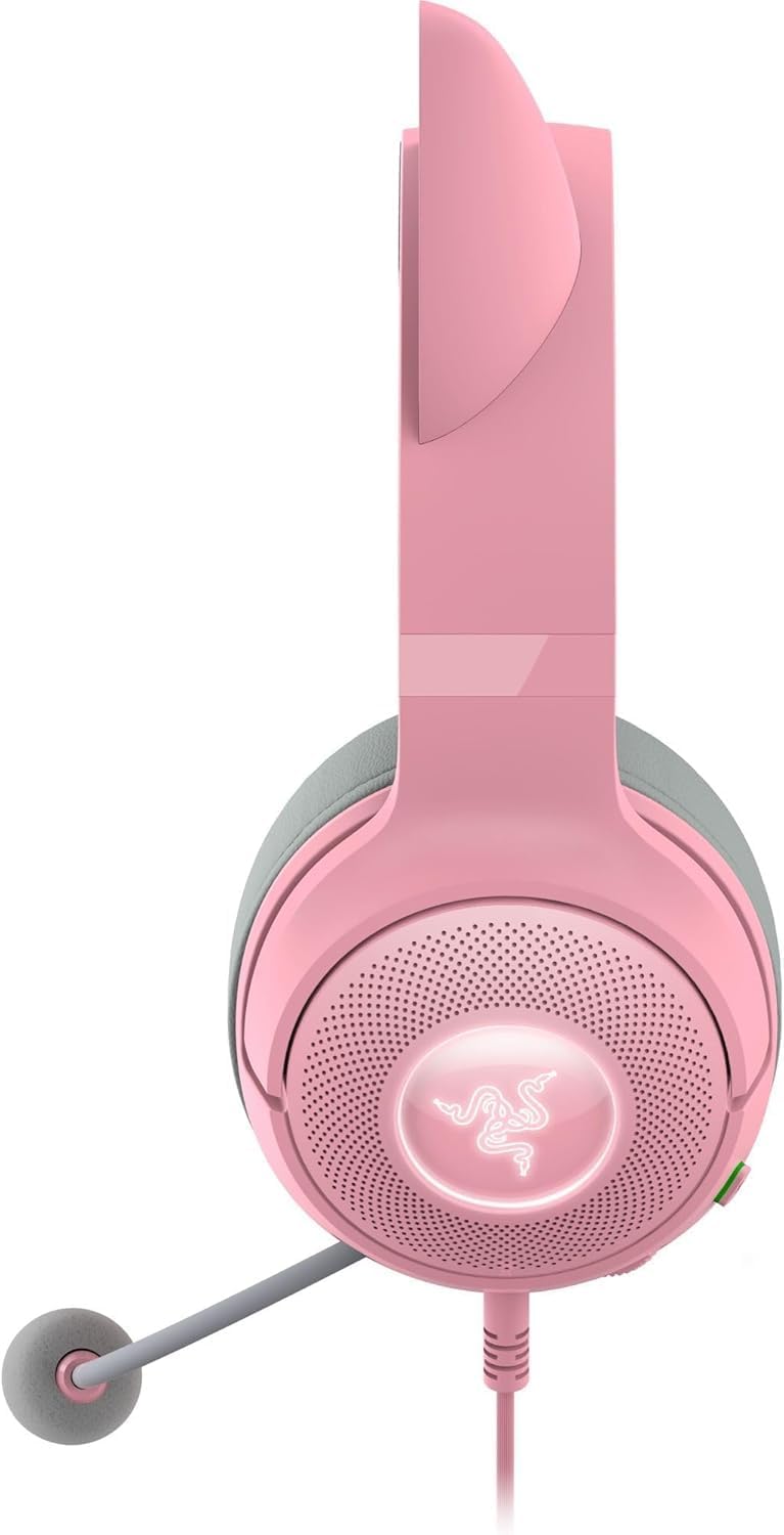Razer Kraken V2 Kitty USB-kabelgebundenes RGB-Headset: Chroma Ears – Stream reaktive Beleuchtung – H
