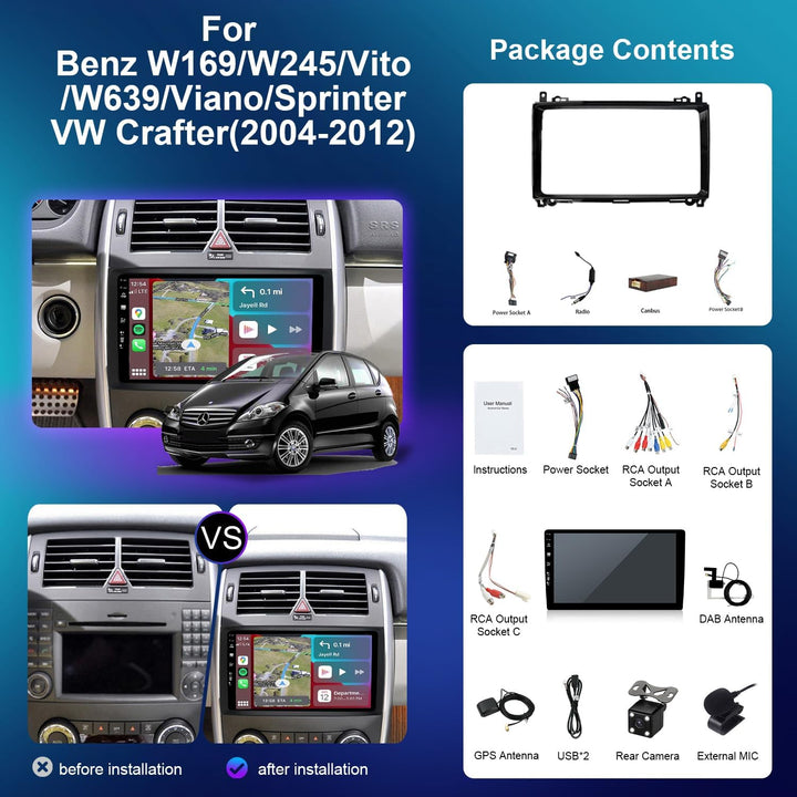 [Eingebaut DAB] Autoradio für Benz W169 W245 B160 B170 B180 B200 W639 Vito Viano W906 Sprinter - Car