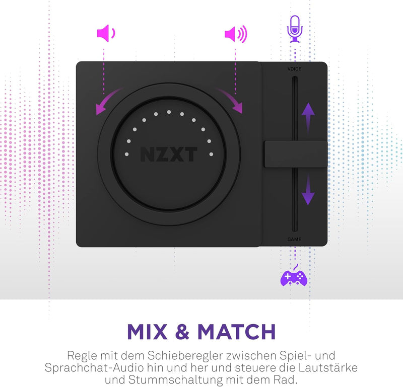 NZXT Relay SwitchMix PC-Gaming-Headset Ständer und Audiomixer – AP-USMSM-B1 - Nahtloses Umschalten z