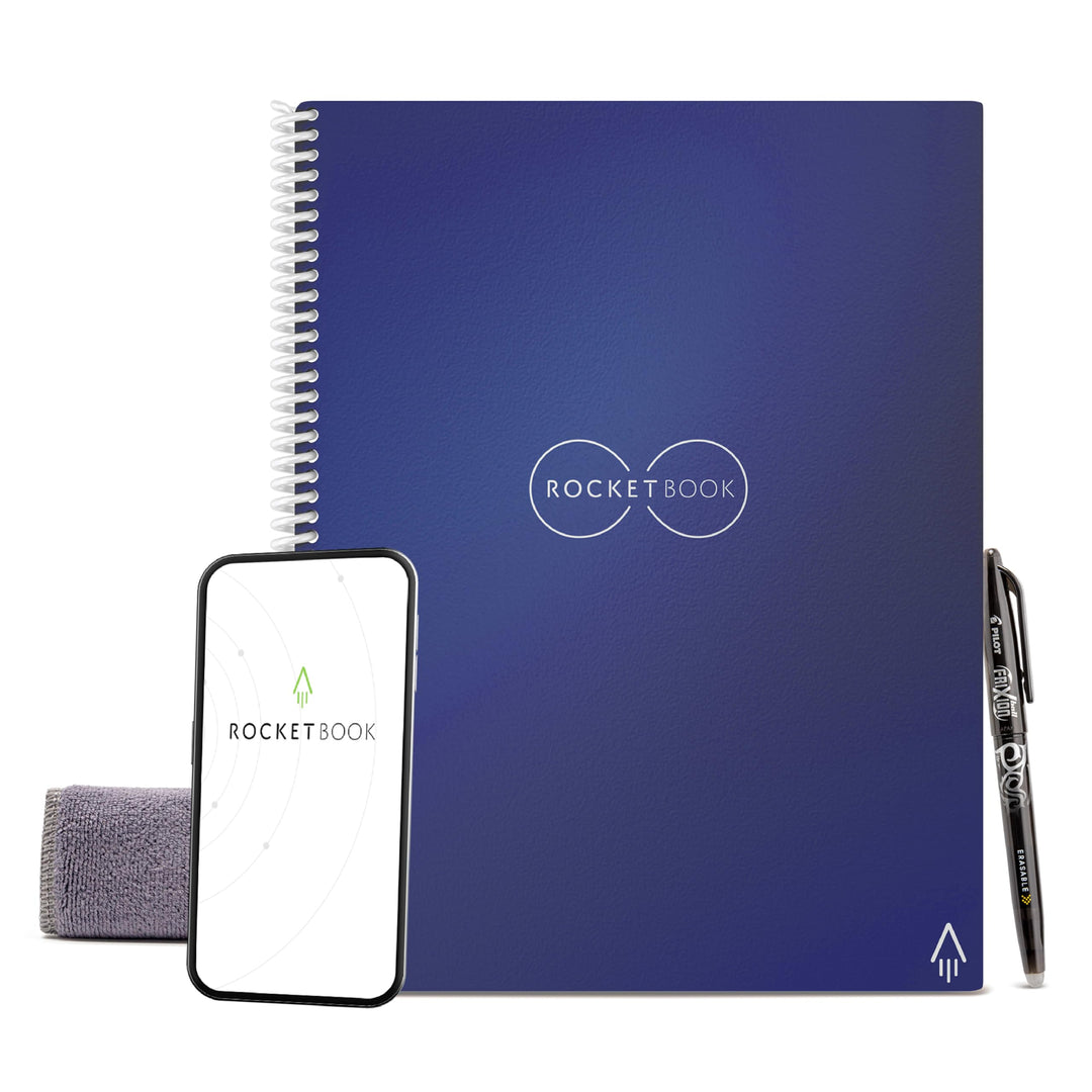 Rocketbook Core Wiederverwendbares Digitales Notizbuch - Executive A4 Blau - Elektronischer Notizblo