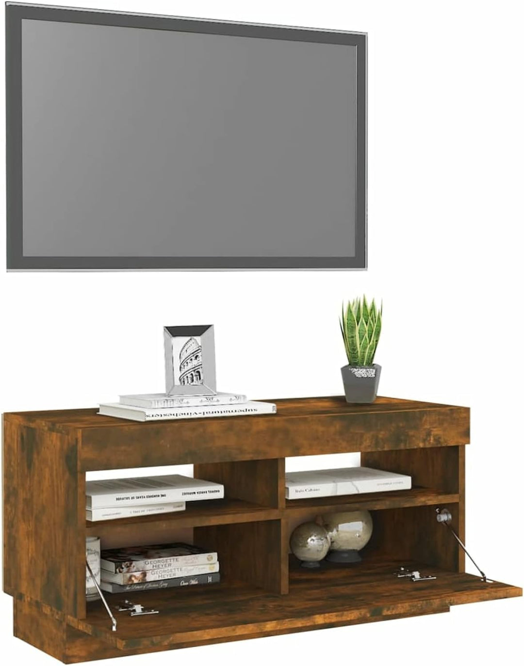 Tidyard TV Schrank mit LED-Leuchten HiFi Schrank Medienschrank TV Ständer Fernsehtisch Fernsehschran