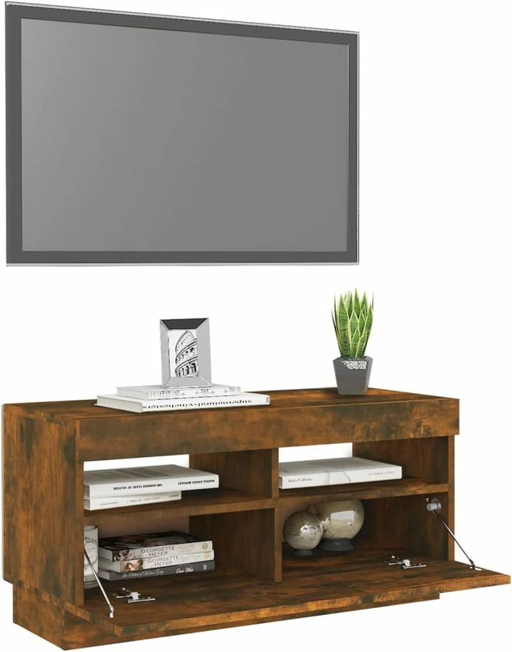 Tidyard TV Schrank mit LED-Leuchten HiFi Schrank Medienschrank TV Ständer Fernsehtisch Fernsehschran