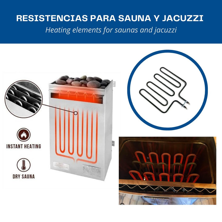 Sauna Heizstab 2kW 230V | 260x300x330mm | Ersatz Heizelement für Saunaofen | Sauna Zubehör | Widerst