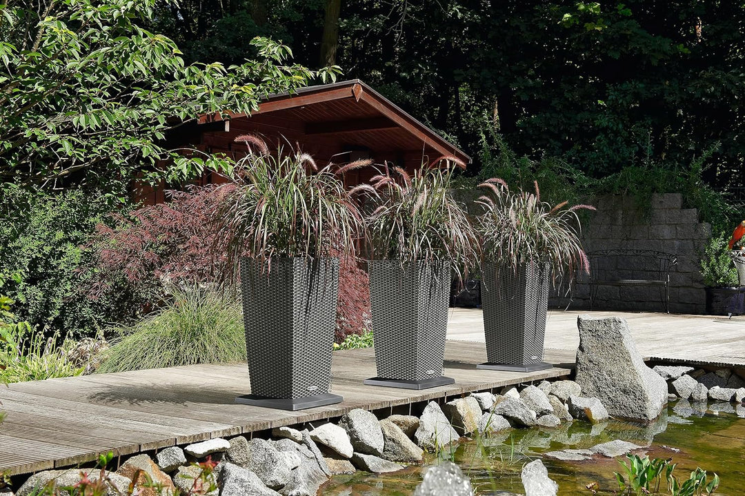 LECHUZA CUBICO Cottage 30 granit 15222 29.5x29.5x56.5 cm Granit, 29.5x29.5x56.5 cm Granit