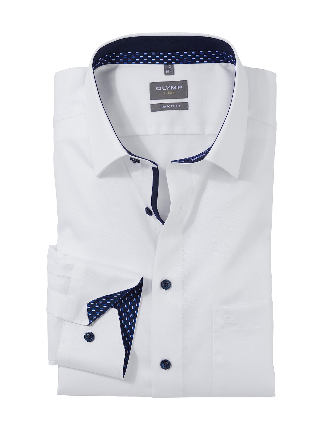 OLYMP Herren Businesshemd Langarm Luxor,Einfarbig,Comfort fit,New Kent 47 Grosse Grössen Weiss 00, 4