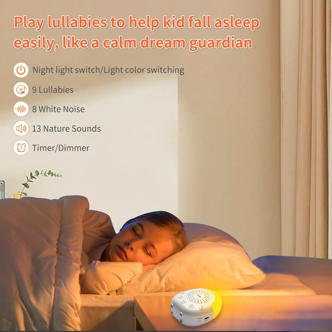 AIEK Baby White Noise Machine, 30 beruhigende Schlafgeräusche, 5 Farben Baby Nachtlicht Timer, Schla