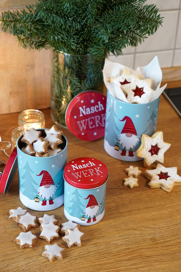 Geschenkset Keksdose Plätzchendose Metalldose 6er Set "Wichtel" Weihnachten mit süsser Rentier Mini-