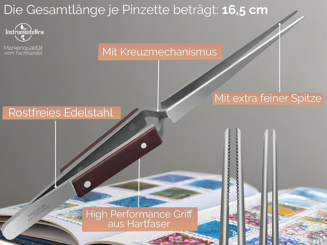 Kreuzpinzetten Set 4-Teilig Lötpinzette Klemmpinzette Technische Pinzette Gerade Gebogen Abgewinkelt
