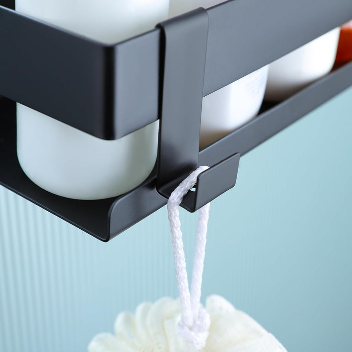 Cooeco Duschablage zum Hängen Schwarz - Duschkorb zum Hängen Edelstahl, Ablage Dusche zum Einhängen