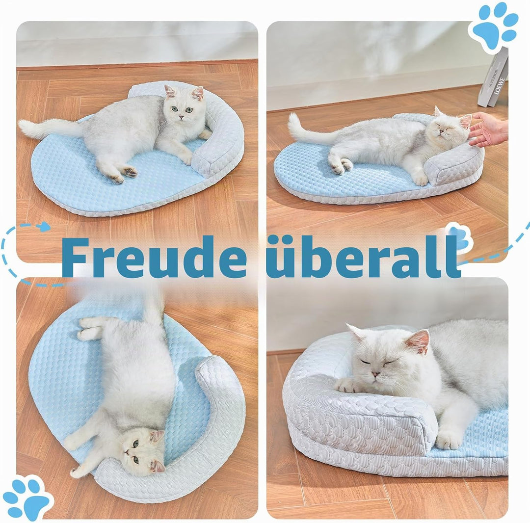 Katzenkuhlbett Waschbar60 * 46cm lit U-fōrmigem Kopfkissen Katzen Bettchen fur Katze HundeKihlmatte