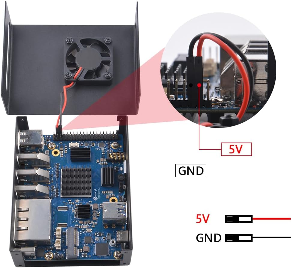 GeeekPi Metallgehäuse mit 40mm Lüfter & 4pcs Kühlkörpern für Orange Pi 5 Plus 4GB/8GB/16GB