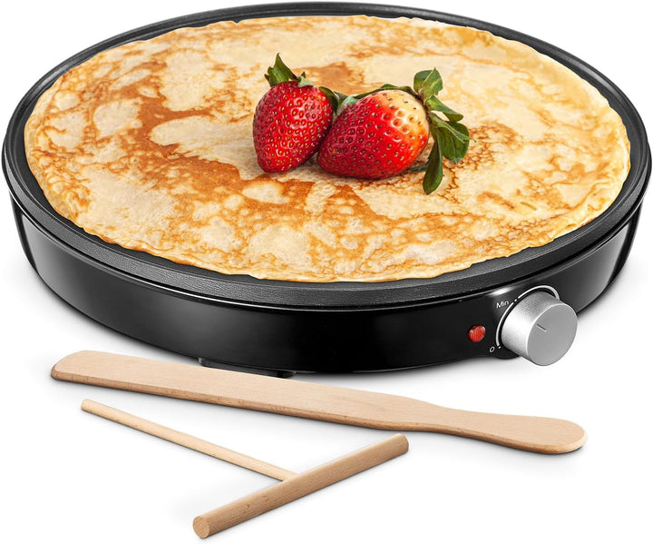 Yabano Crêpes maker, Ø 30 cm Retro Pancake Maker mit Wender und Teigverteiler