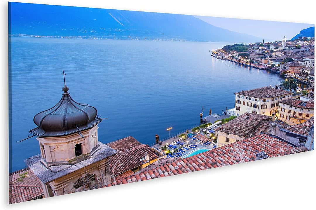 islandburner Bild auf Leinwand Limone Sul Garda Gardasee Italien Panoramablick Blaue Stunde Bilder W