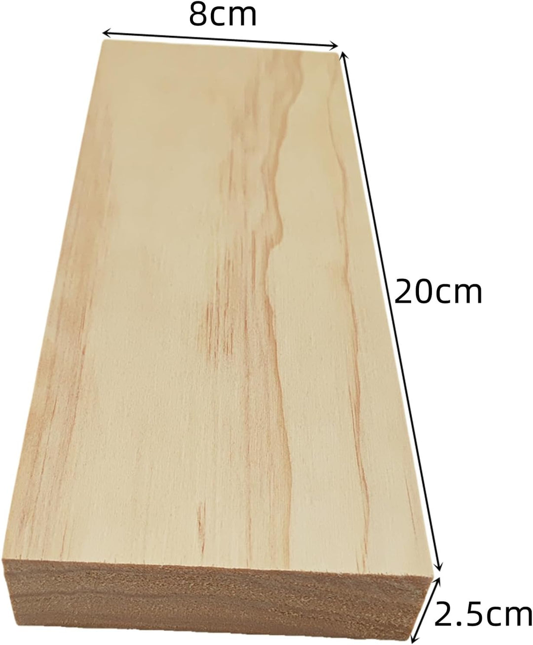 Rechteckige Holzbretter, unlackierte Holzblöcke zum Basteln, 20 x 8 x 2,5 cm, blanko, zum Schnitzen,