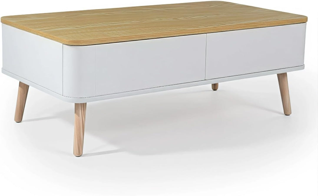 Menzzo Bergen Couchtische mit Stauraum, Holz/Weiss, L95 x T50 x H35 cm
