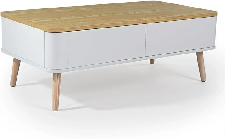 Menzzo Bergen Couchtische mit Stauraum, Holz/Weiss, L95 x T50 x H35 cm