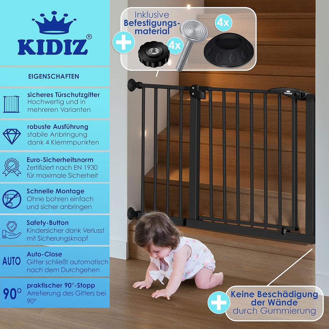 KIDIZ® Türschutzgitter Absperrgitter Treppengitter Kindergitter | Gitter Haustier | ohne Bohren | be