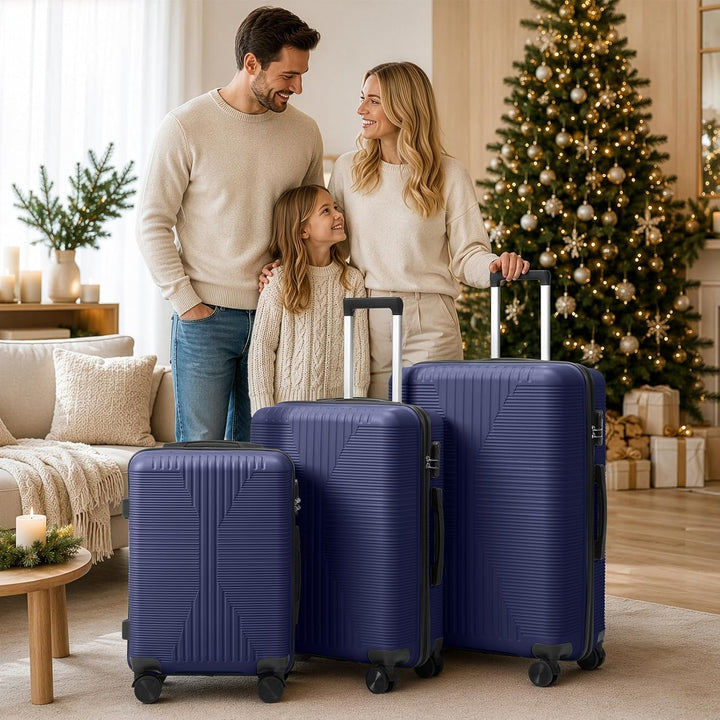 LEADZM Koffer Set 3 teilig Hartschale aus PP (Navyblau) | 4x stossfester, kältefest bis -35 °C und k