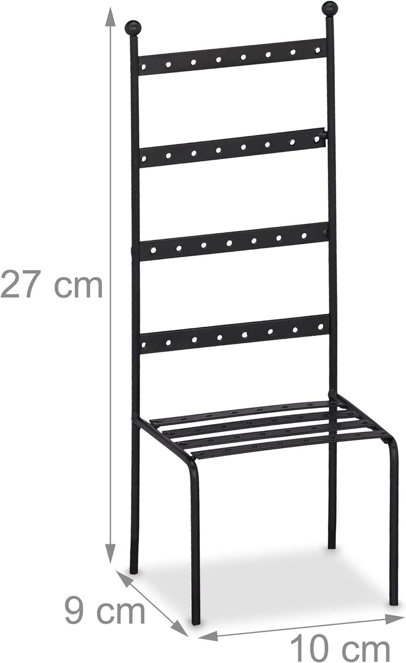 Relaxdays Ohrringhalter, Eisen, Stuhl, Ohrstecker und Ohrringe, 56-64 Löcher, Schmuckständer HBT: 27